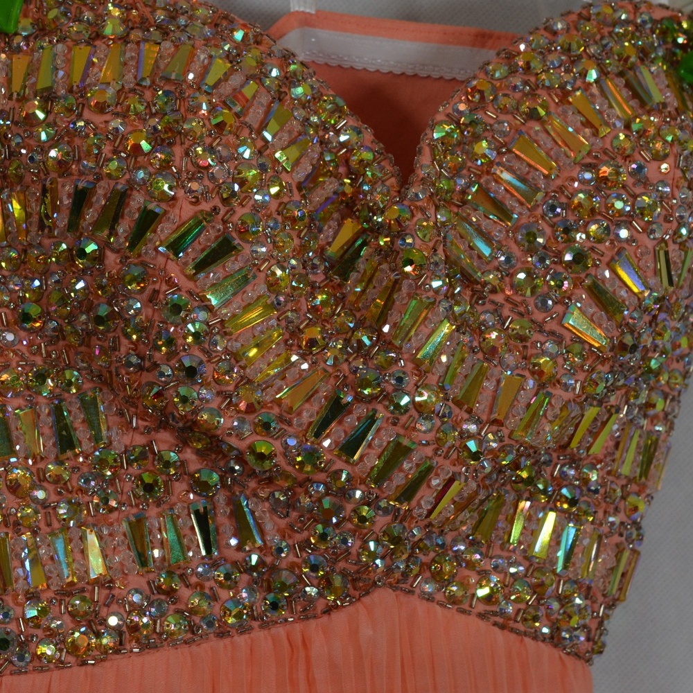 Tony Bowls Crystal Bodice Peach/Orange Dress SZ 10 NWT